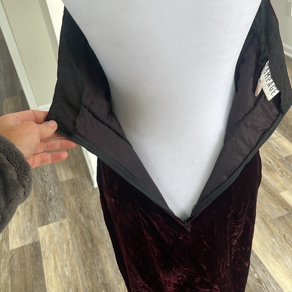 90’s Rampage whimsigoth crushed velvet Dress Maxi Halter thigh Slit Y2K size 5 - Picture 7 of 13